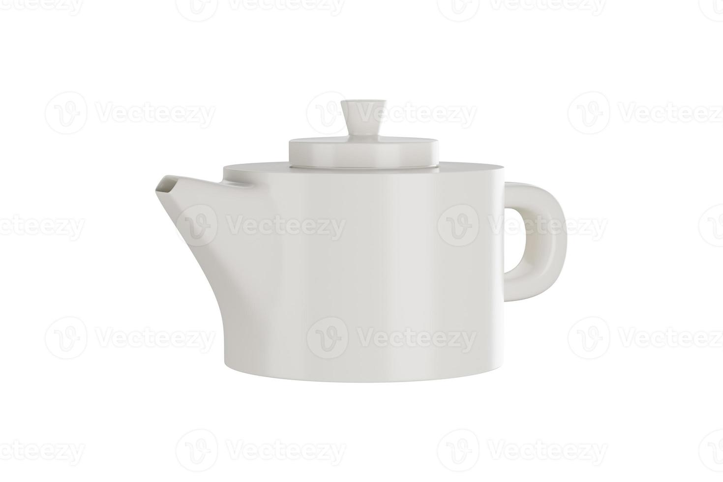 bules de chá cerâmicos isolados no fundo branco. renderização em 3D foto