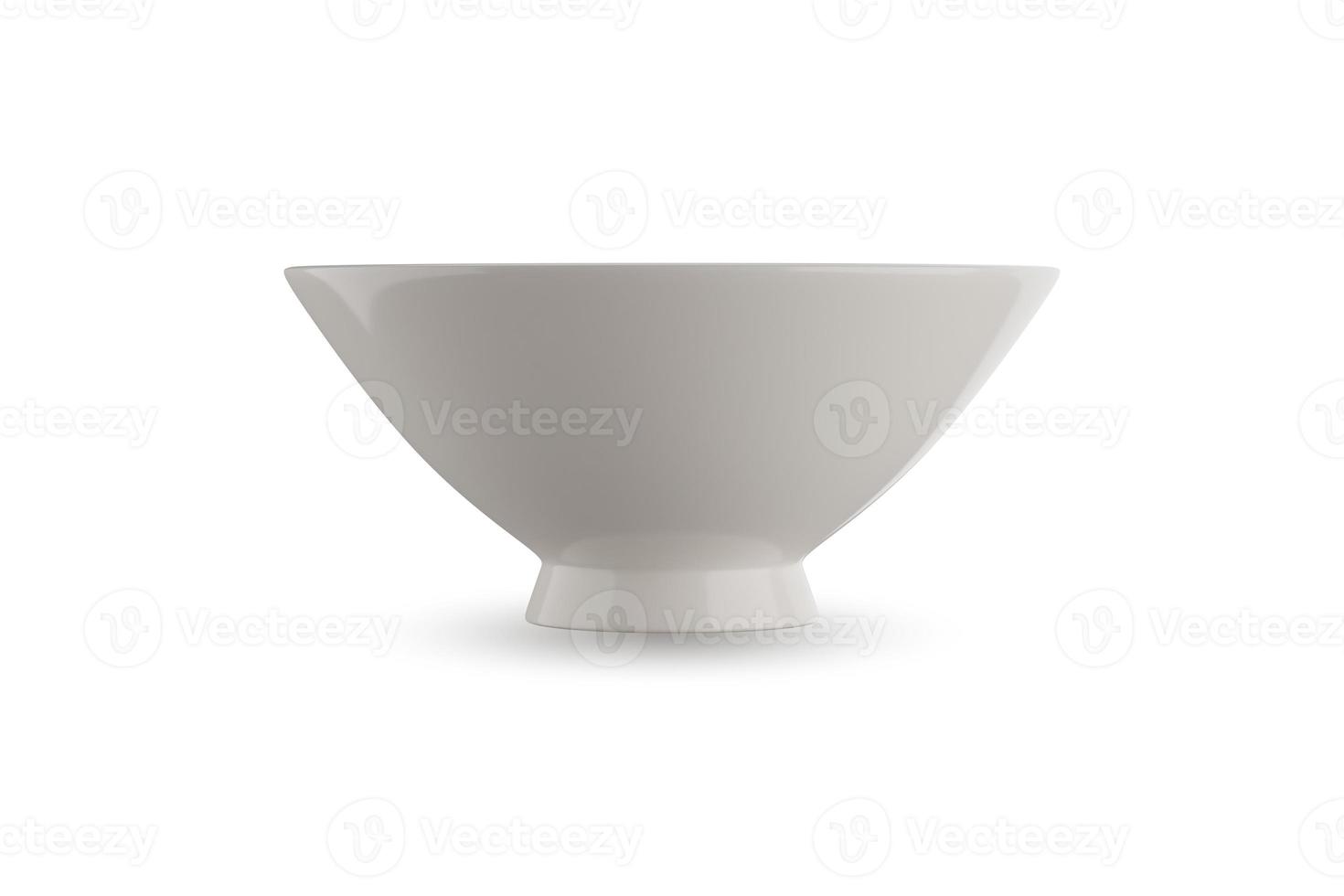 tigela de cerâmica branca ou caneca em fundo branco. renderização em 3D foto