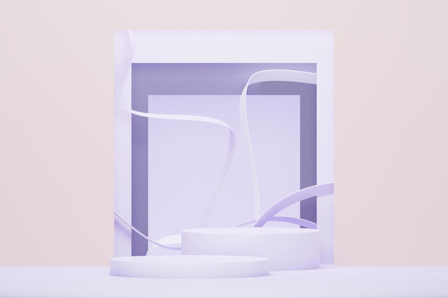 3D render fundo mínimo verde pastel com suporte de pódio. plataforma de palco roxo para apresentação e publicidade de produtos cosméticos. cena de estúdio com pedestal de vitrine em design limpo. foto