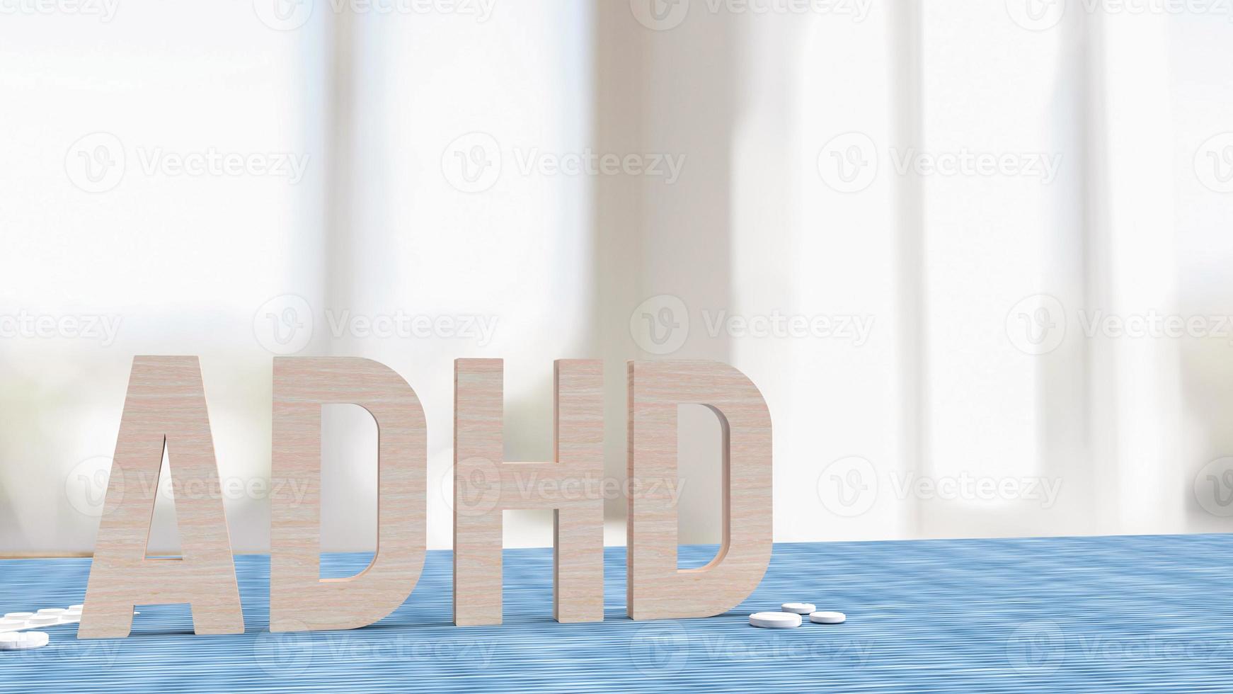 madeira adhd na sala de estar para renderização em 3d conceito médico foto