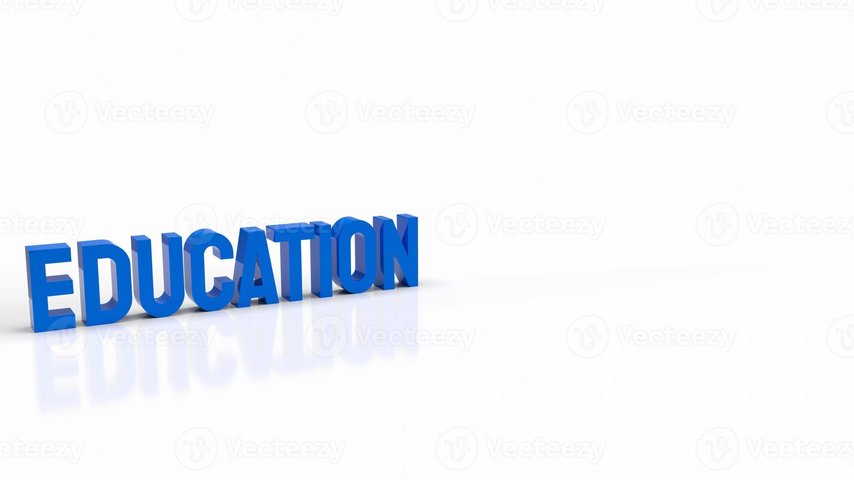 texto azul sobre fundo branco para renderização em 3d do conceito de educação foto