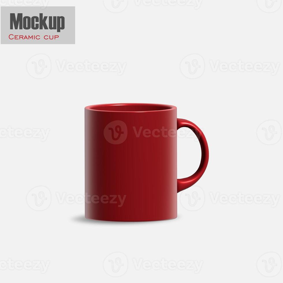 maquete de caneca com fundo branco. canecas de café brancas realistas isoladas no modelo de fundo transparente para ilustração mockup.3d. foto