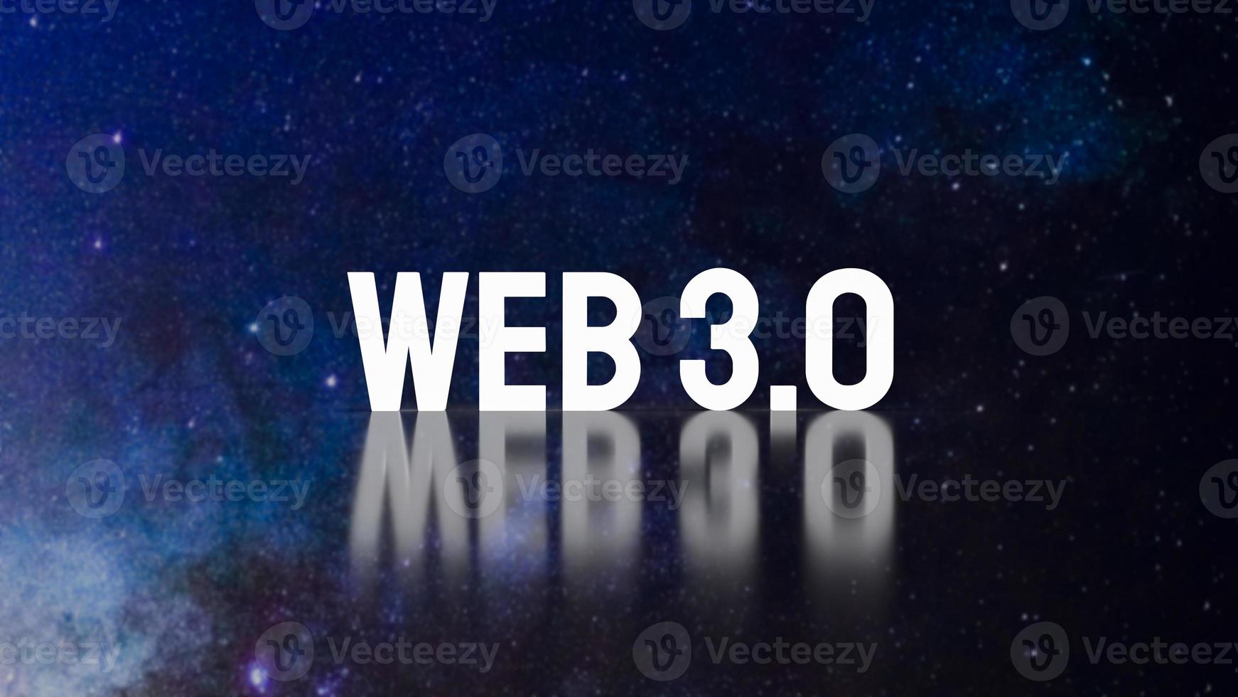 o texto da web 3.0 para renderização em 3d do conceito de tecnologia foto