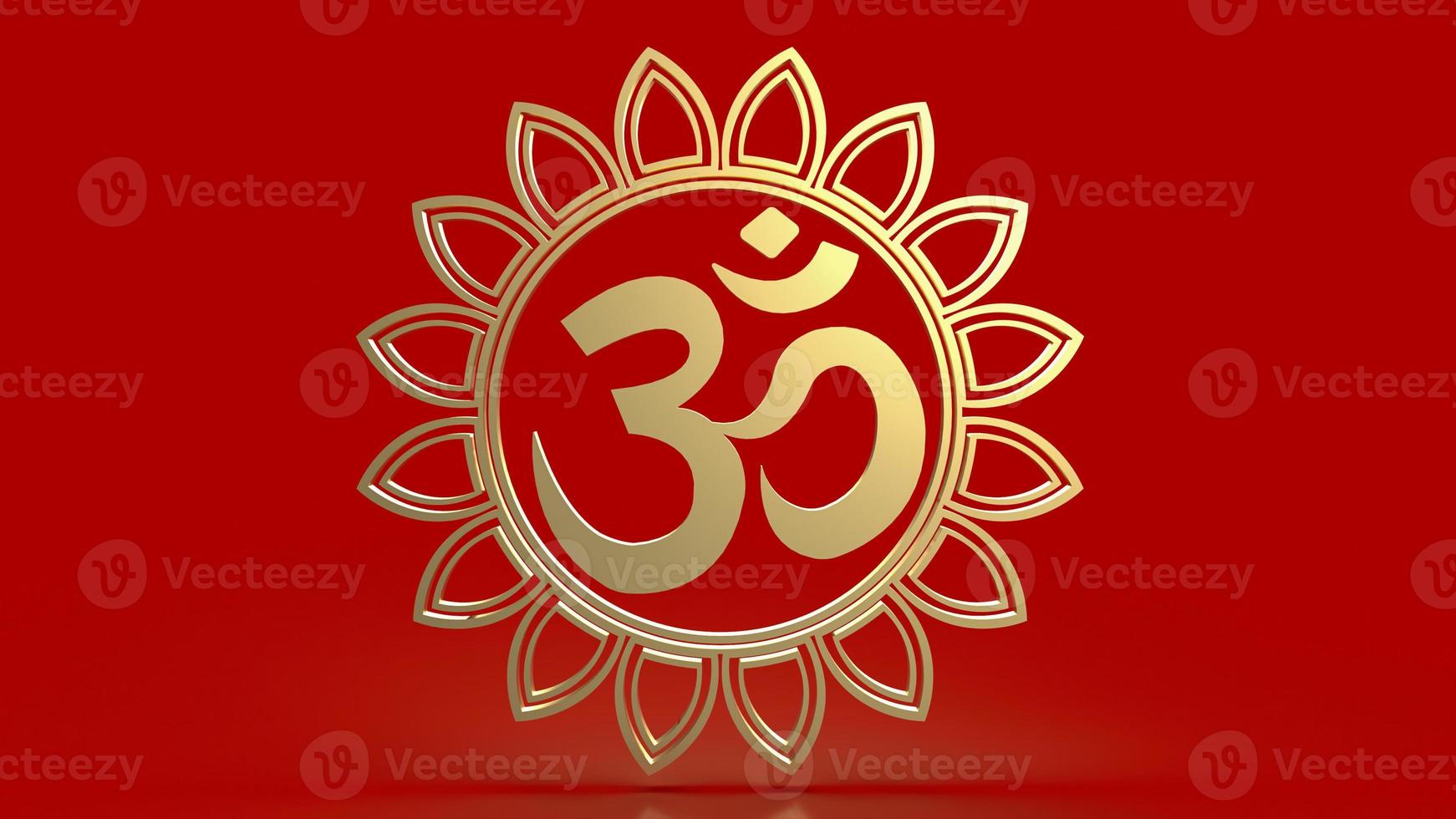 o ohm hindu ou ouro om para renderização em 3d do conceito de religião foto