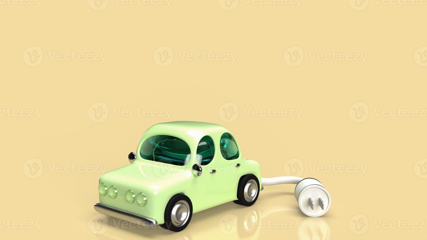 o carro e plugue elétrico para renderização 3d do sistema eco ou automóveis foto