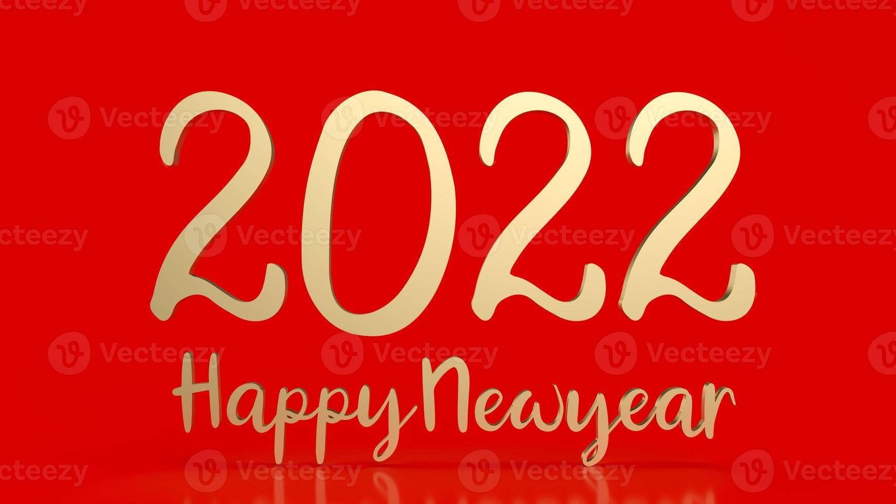 ouro número 2022 em fundo vermelho para renderização 3d de conceito de ano novo feliz foto