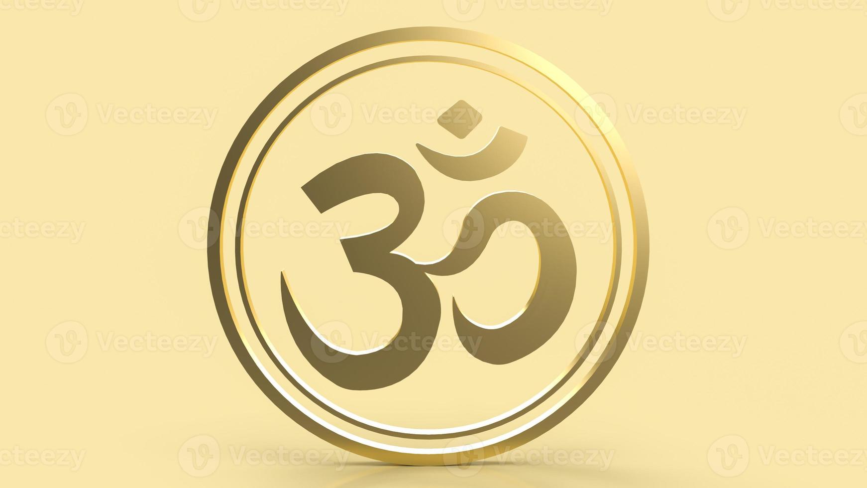 o ohm hindu ou ouro om para renderização em 3d do conceito de religião foto