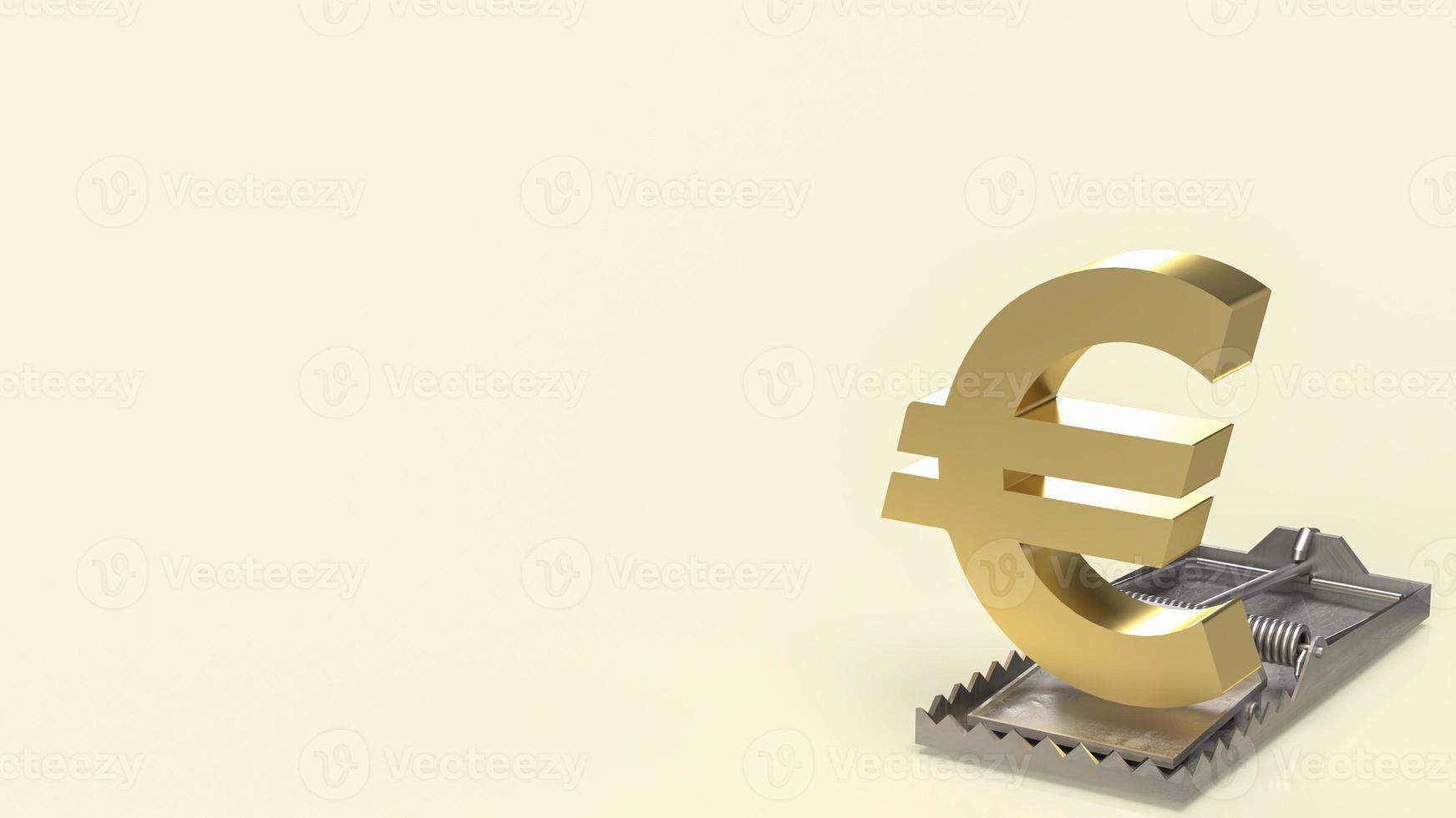 o símbolo de ouro euro no conceito de negócio de ratoeira renderização em 3d foto