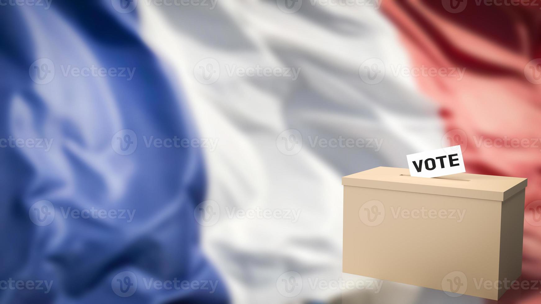 a caixa e cartão de voto para renderização em 3d da eleição presidencial francesa foto