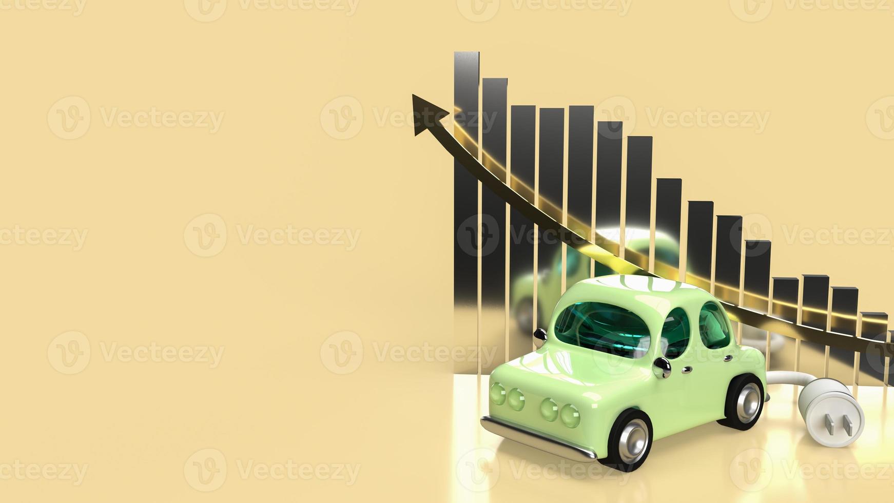 o carro e o plugue elétrico no negócio de gráficos para renderização 3d do sistema eco ou automóveis foto