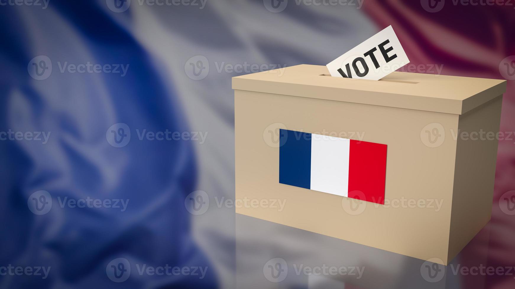 a caixa e cartão de voto para renderização em 3d da eleição presidencial francesa foto