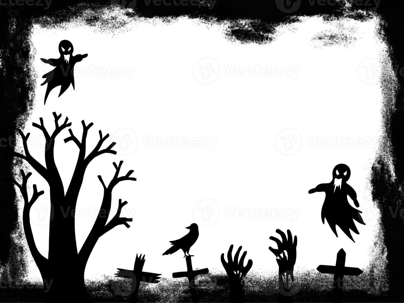 ilustração de imagem em preto e branco de silhueta de halloween foto