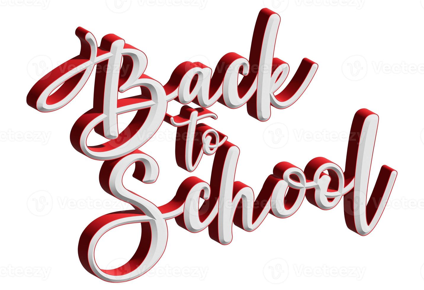 backtoschool 3d reto text com vermelho e branco foto