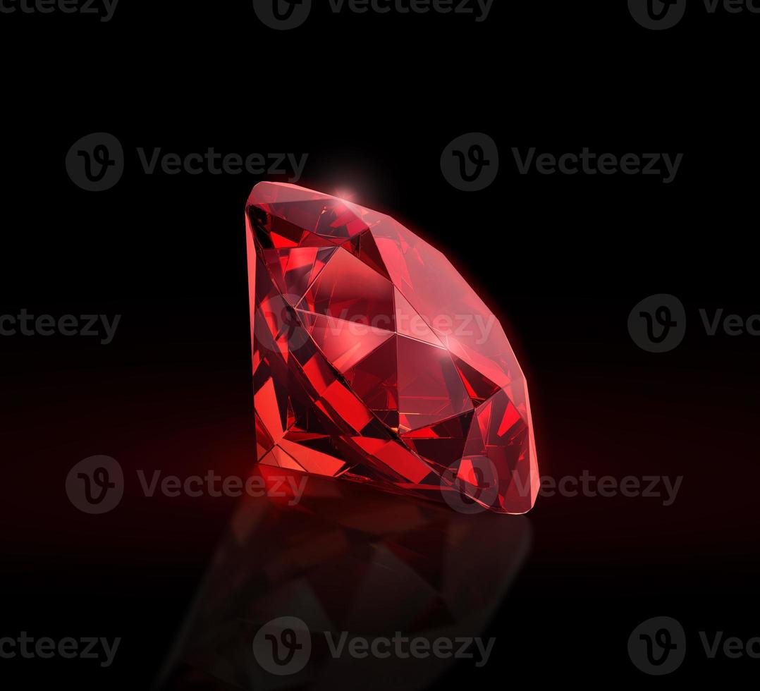 deslumbrantes pedras preciosas de diamante vermelho sobre fundo preto. renderização 3D foto