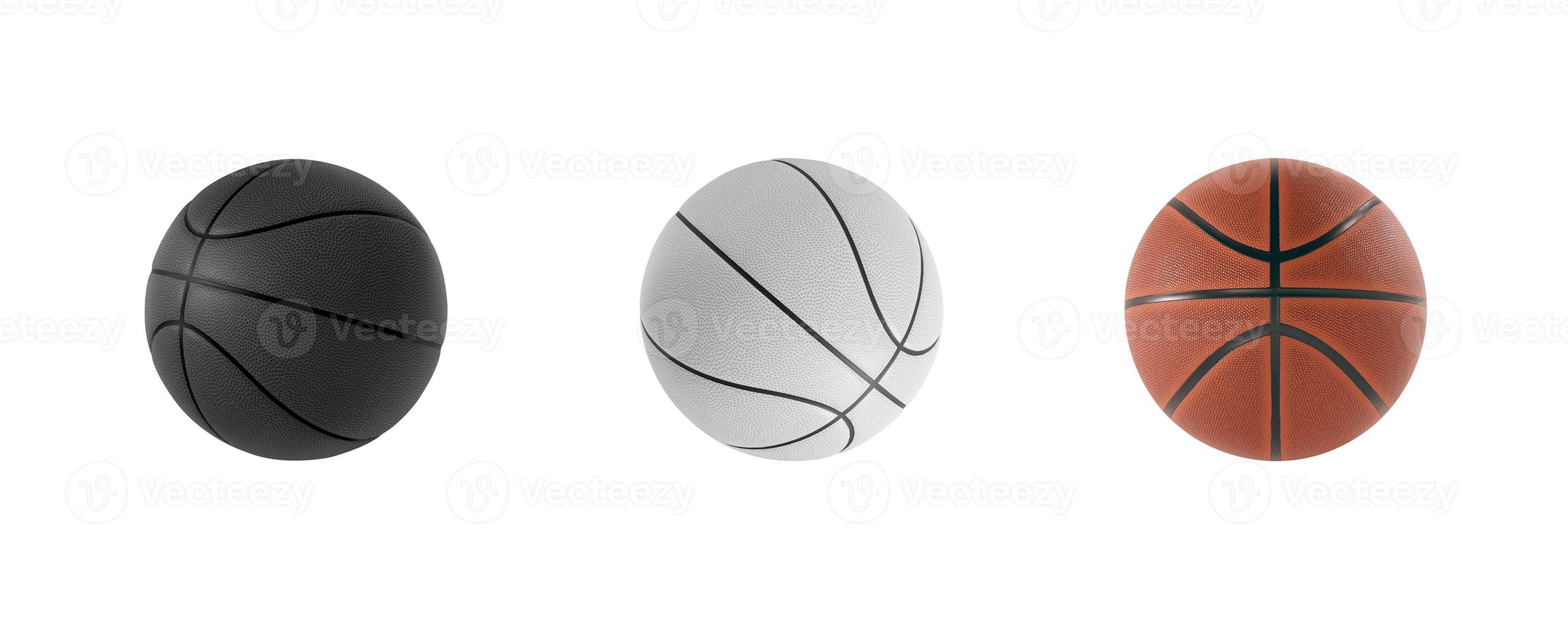bola de basquete isolada no fundo branco. renderização em 3D foto