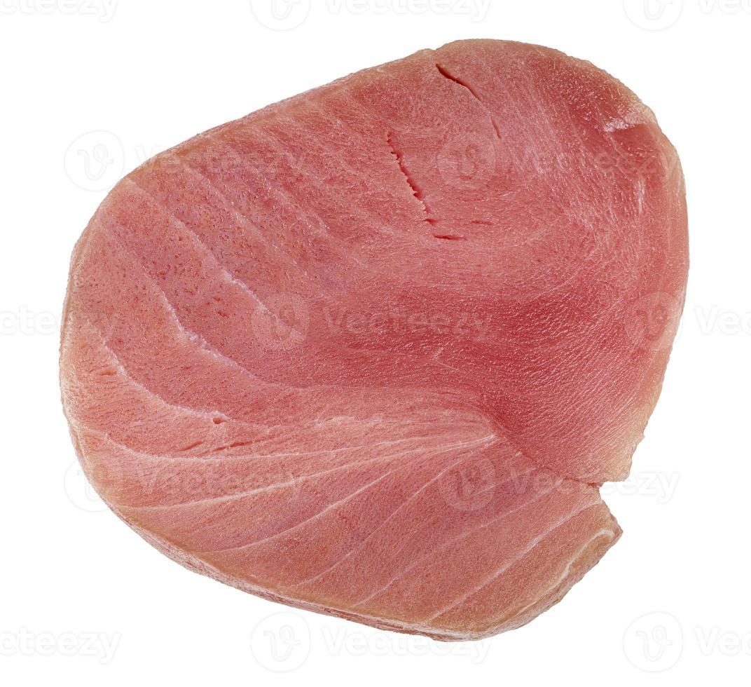 bife fresco de atum isolado no branco foto
