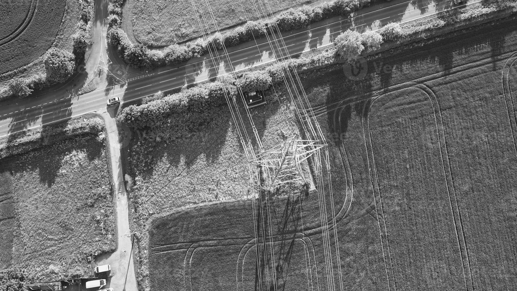vista aérea clássica em preto e branco de alto ângulo da paisagem urbana da inglaterra grã-bretanha foto