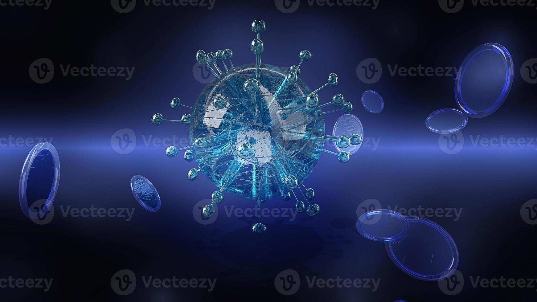 vírus em renderização 3d de tom escuro para conteúdo de medicina e saúde. foto