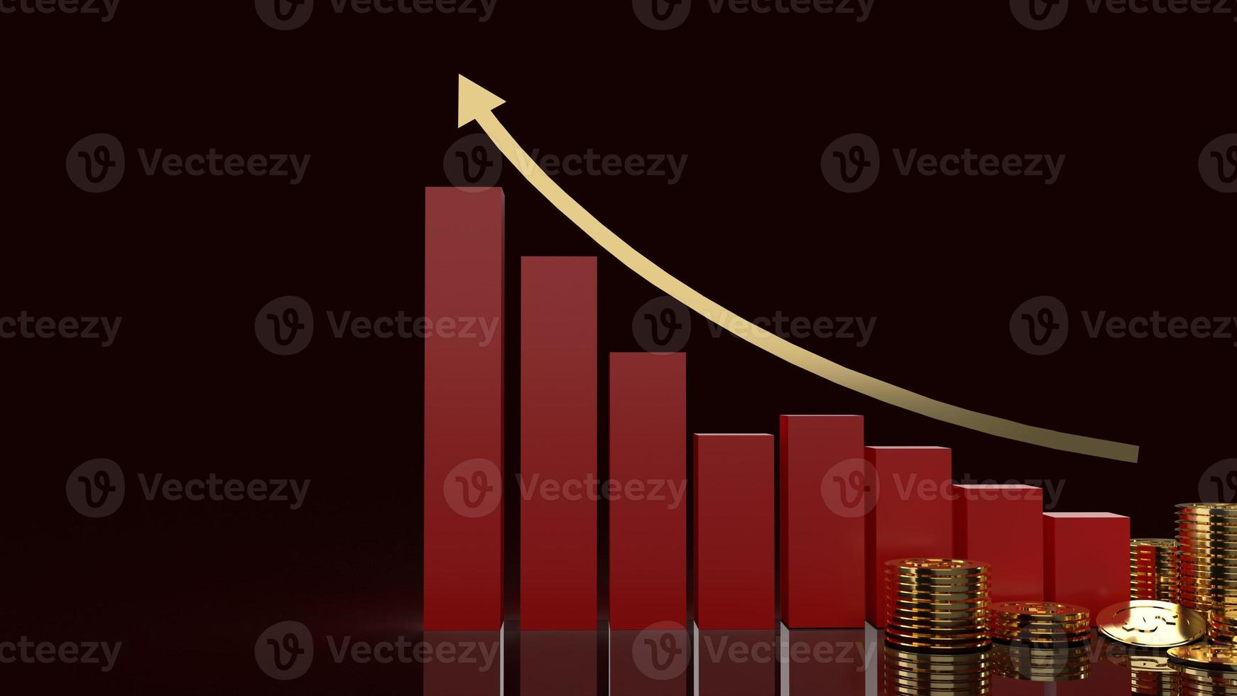 gráfico de negócios e moedas de ouro renderização em 3d para conteúdo de negócios. foto