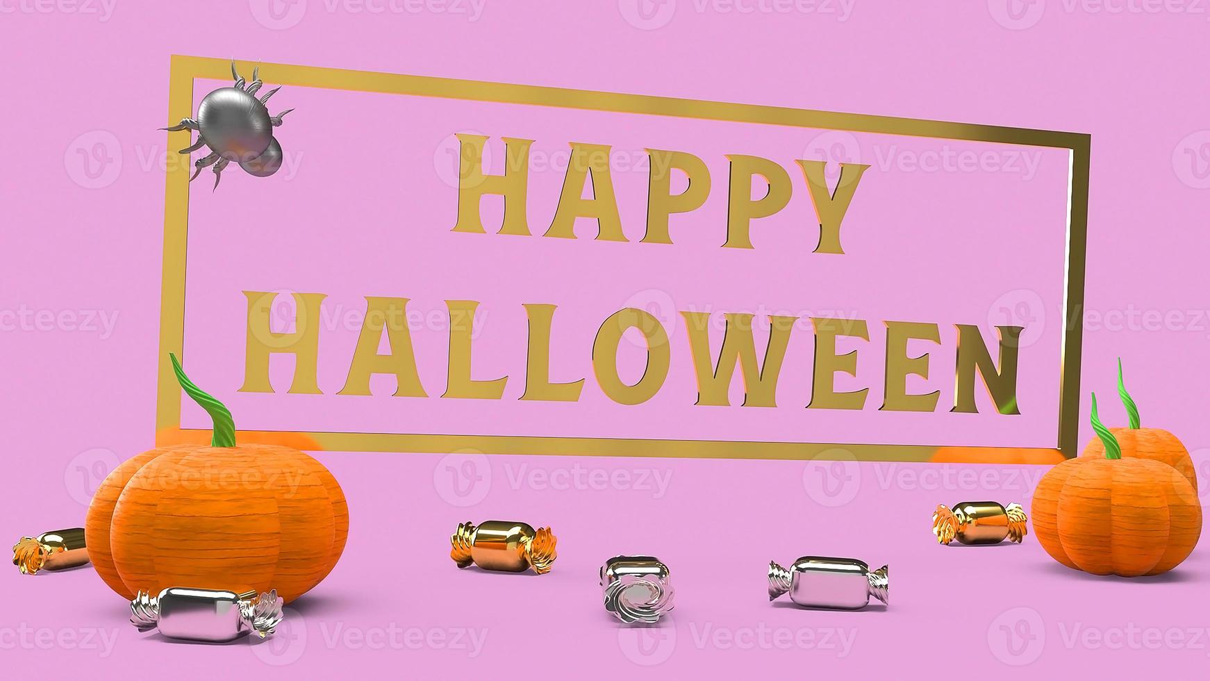 Abóbora de arte pop dos desenhos animados de renderização 3D em fundo rosa para conteúdo de halloween. foto