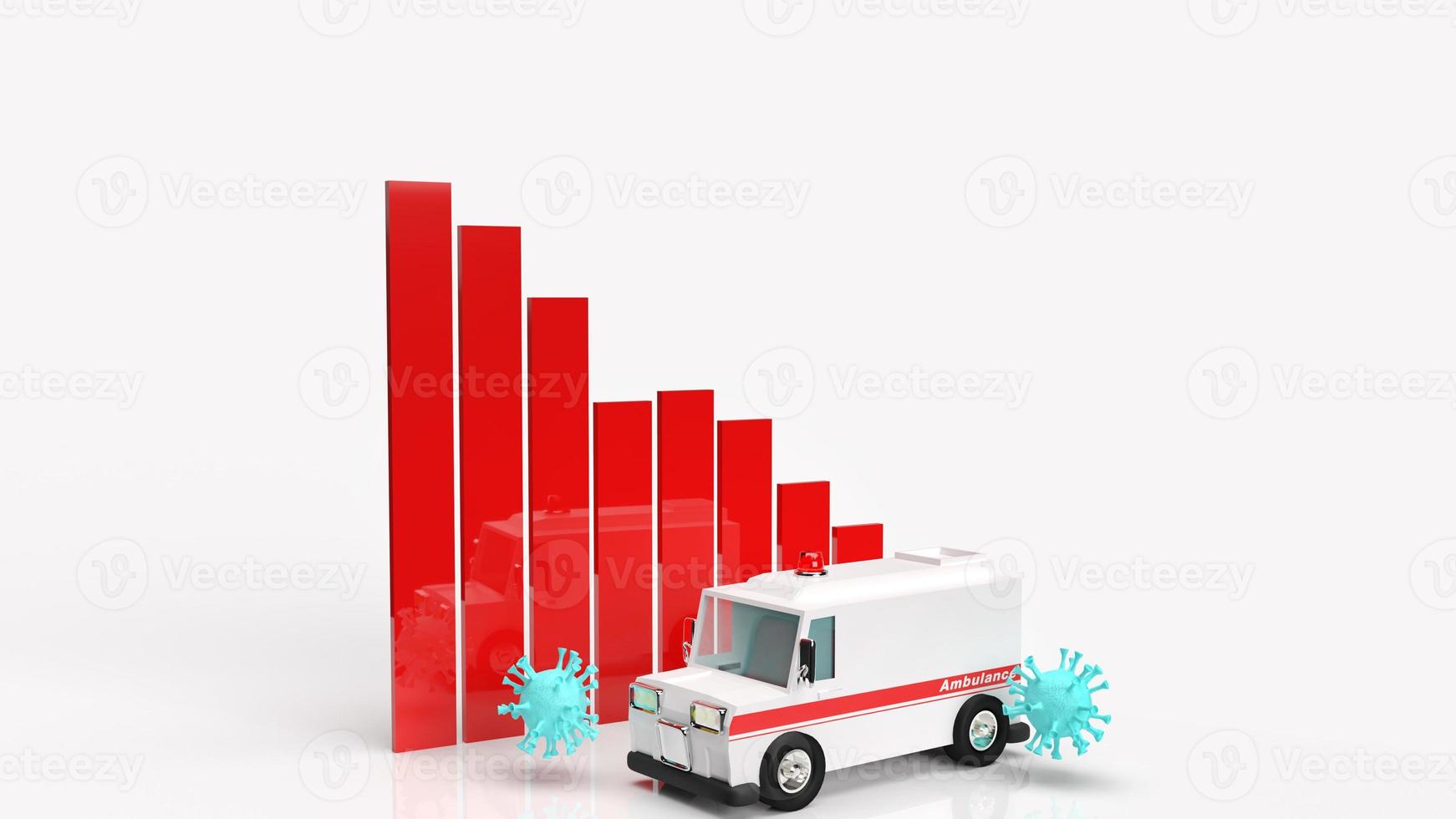 vírus de carro de ambulância e renderização em 3d de gráfico foto