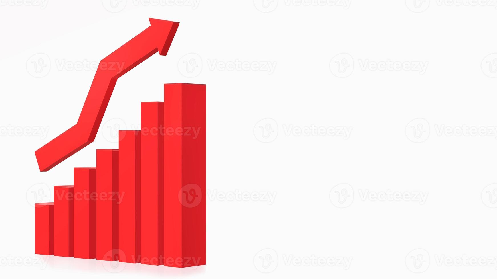 Gráfico de seta vermelha 3D para design de conteúdo de negócios. foto