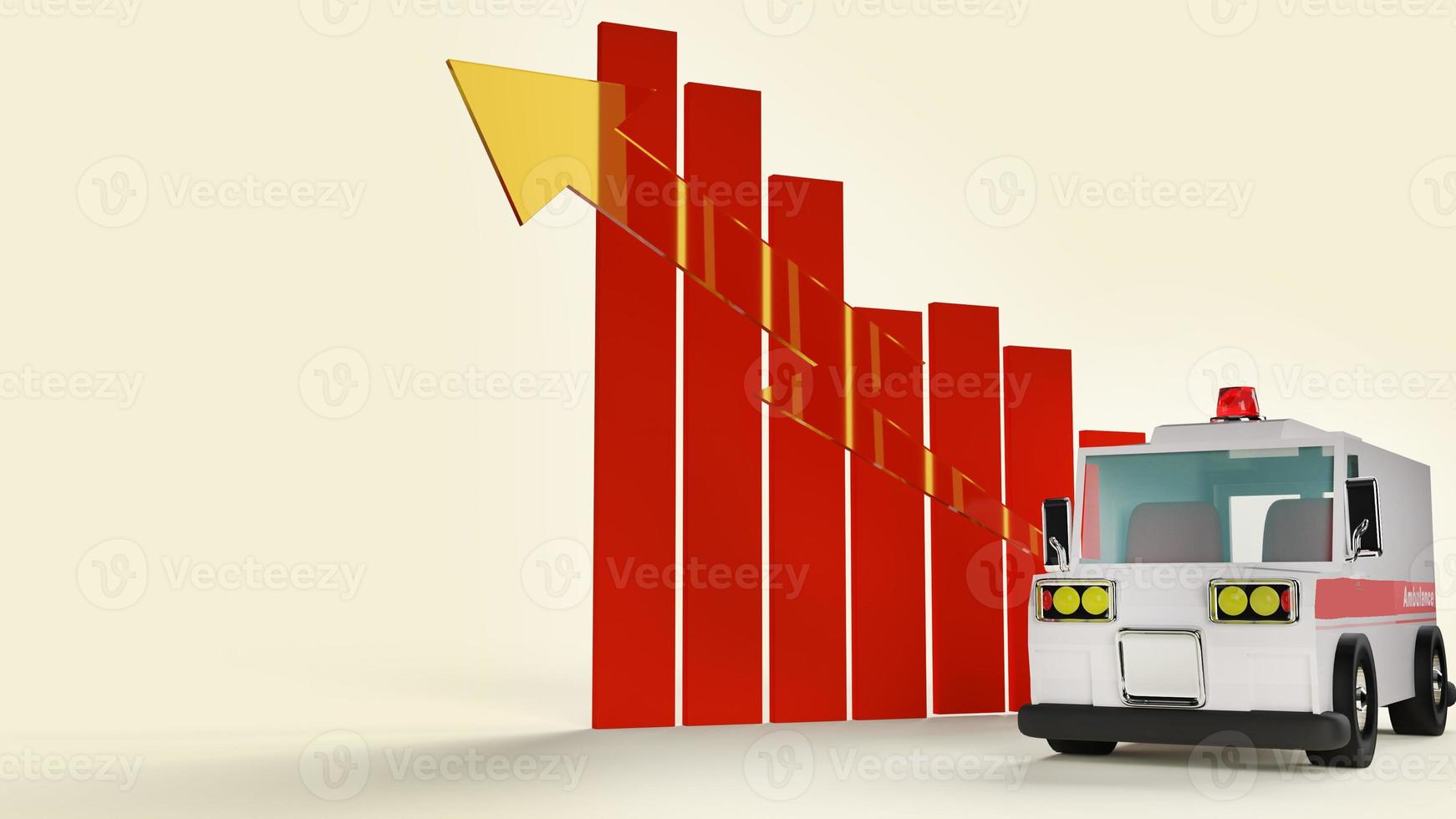 carro de ambulância e renderização 3d de gráficos para conteúdo de saúde. foto