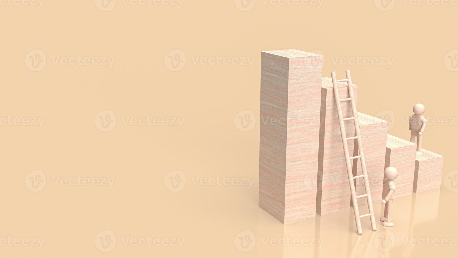 gráfico de madeira para renderização em 3d de conceito de negócios foto