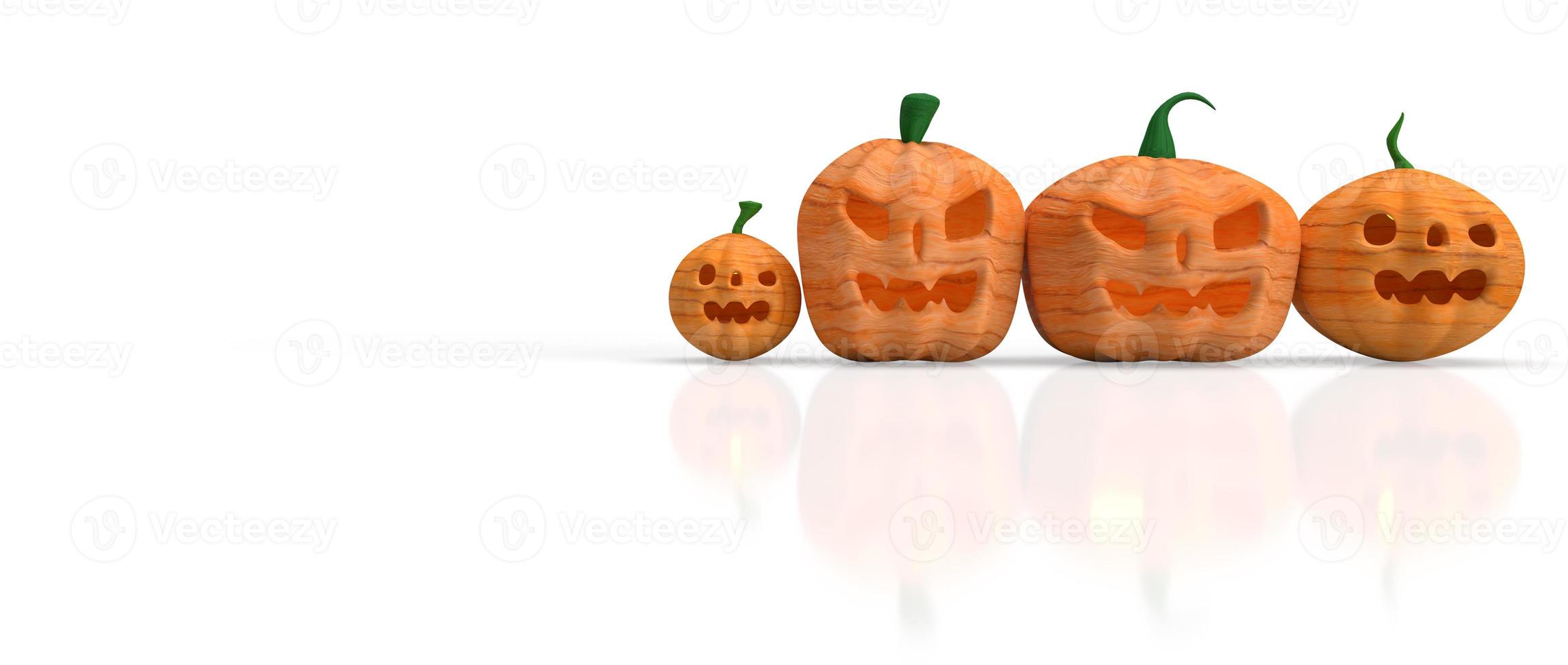 jack o lanterna em fundo branco para renderização 3d de conteúdo de halloween. foto