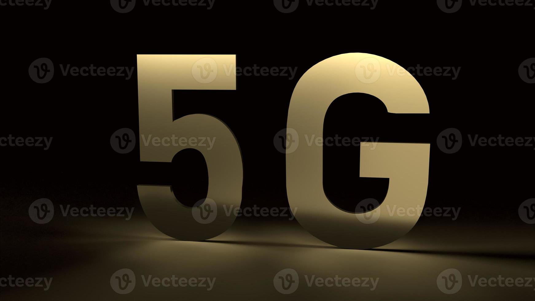 o ouro 5g no escuro renderização 3d para conteúdo de tecnologia. foto