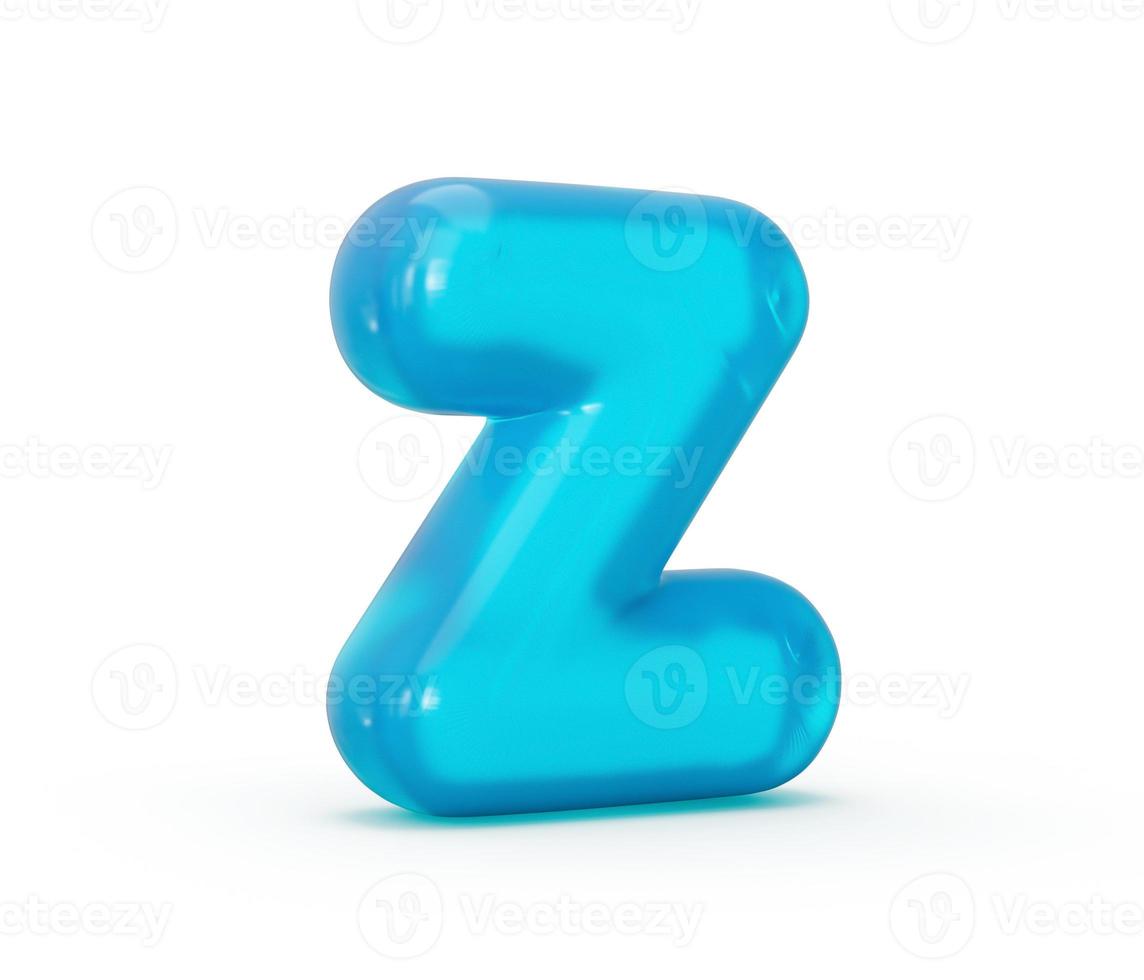 letra z feita de líquido de gelatina azul aqua. alfabeto 3d letras pequenas ilustração 3d foto