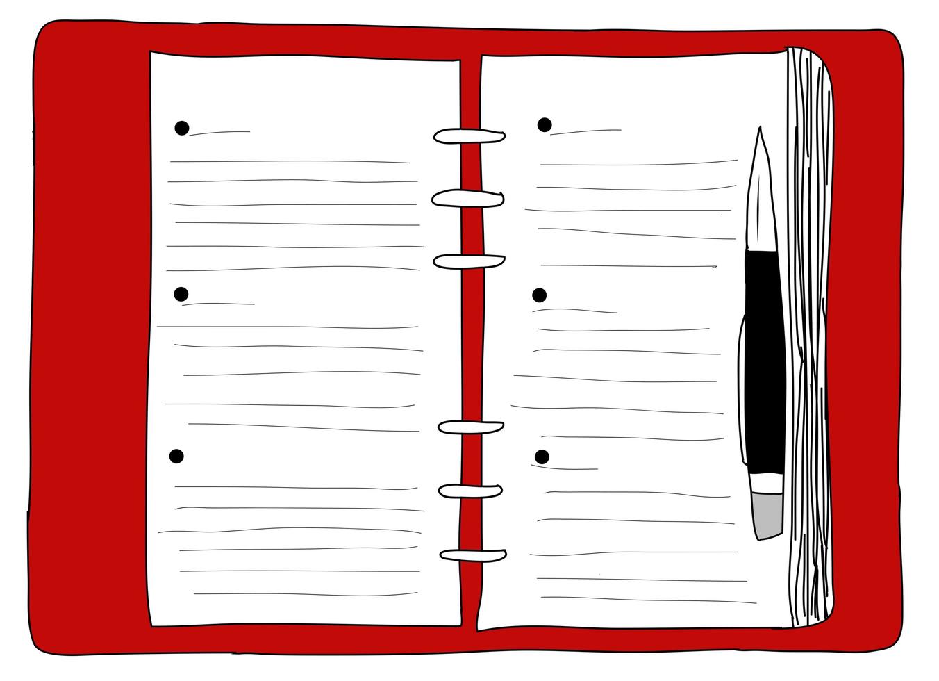 desenhado à mão, caderno vermelho foto