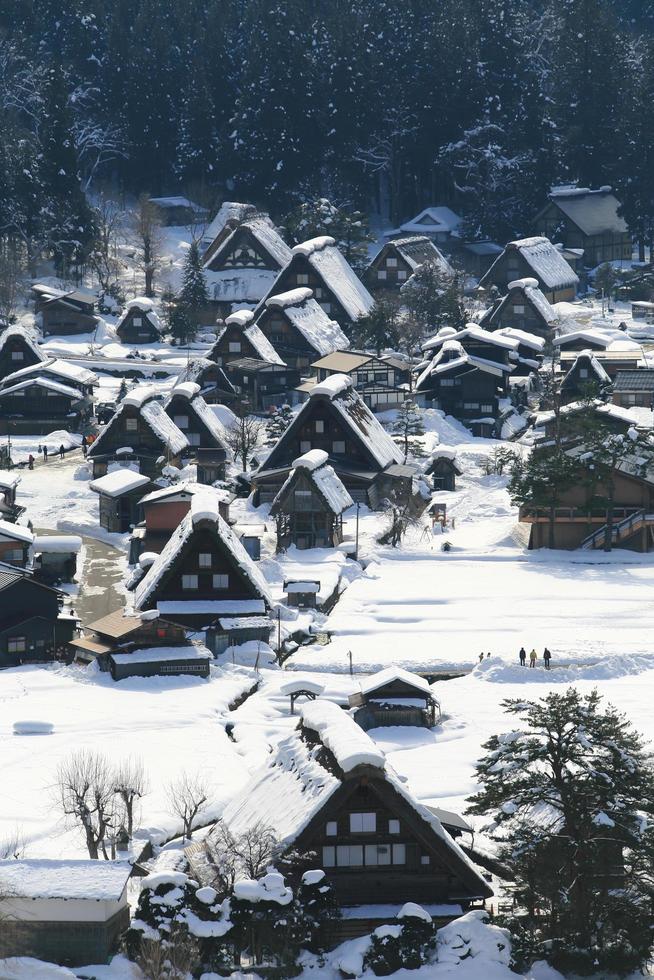 ponto de vista na vila de gassho-zukuri, shirakawago, japão foto