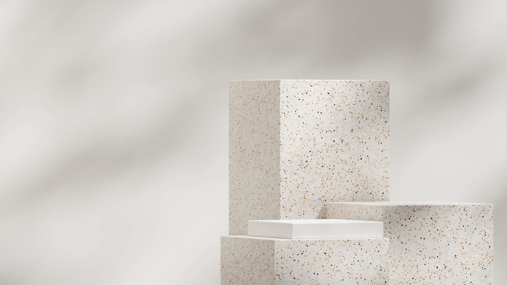 textura de terrazzo de retângulo simples mínimo e pódio branco no produto de maquete de renderização 3d de paisagem foto