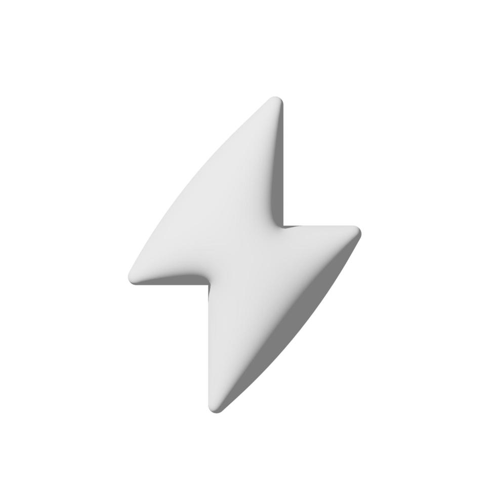 ícone de relâmpago 3d isolado no estilo de arte de papel de fundo branco foto