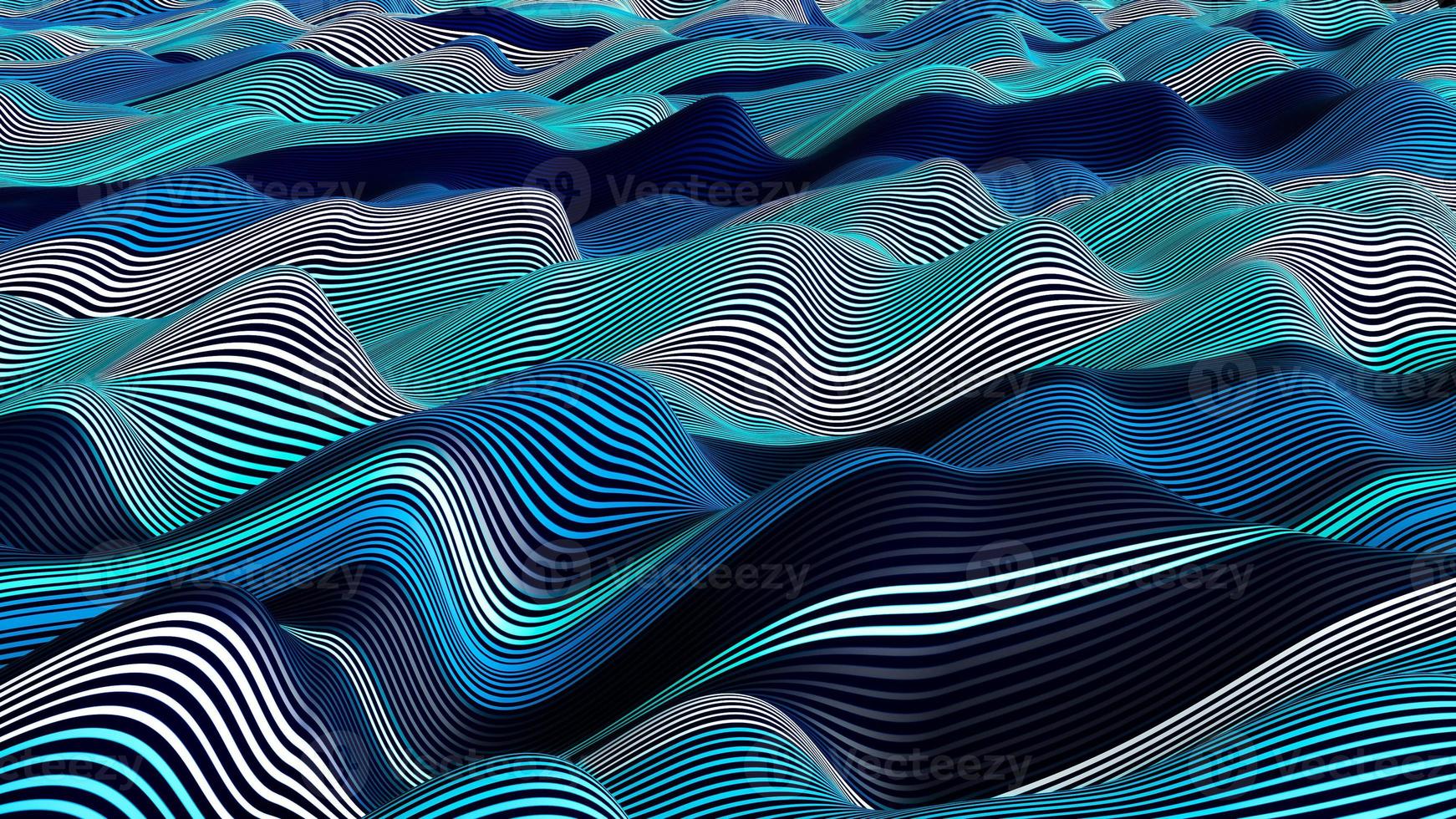 tecer linhas. fundo abstrato azul ciano verde preto colorido ondas dinâmicas pano dobras onduladas ilustração 3d foto