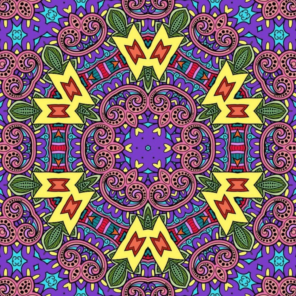 mandala colorida padrão de flores boho simétrico 688 foto