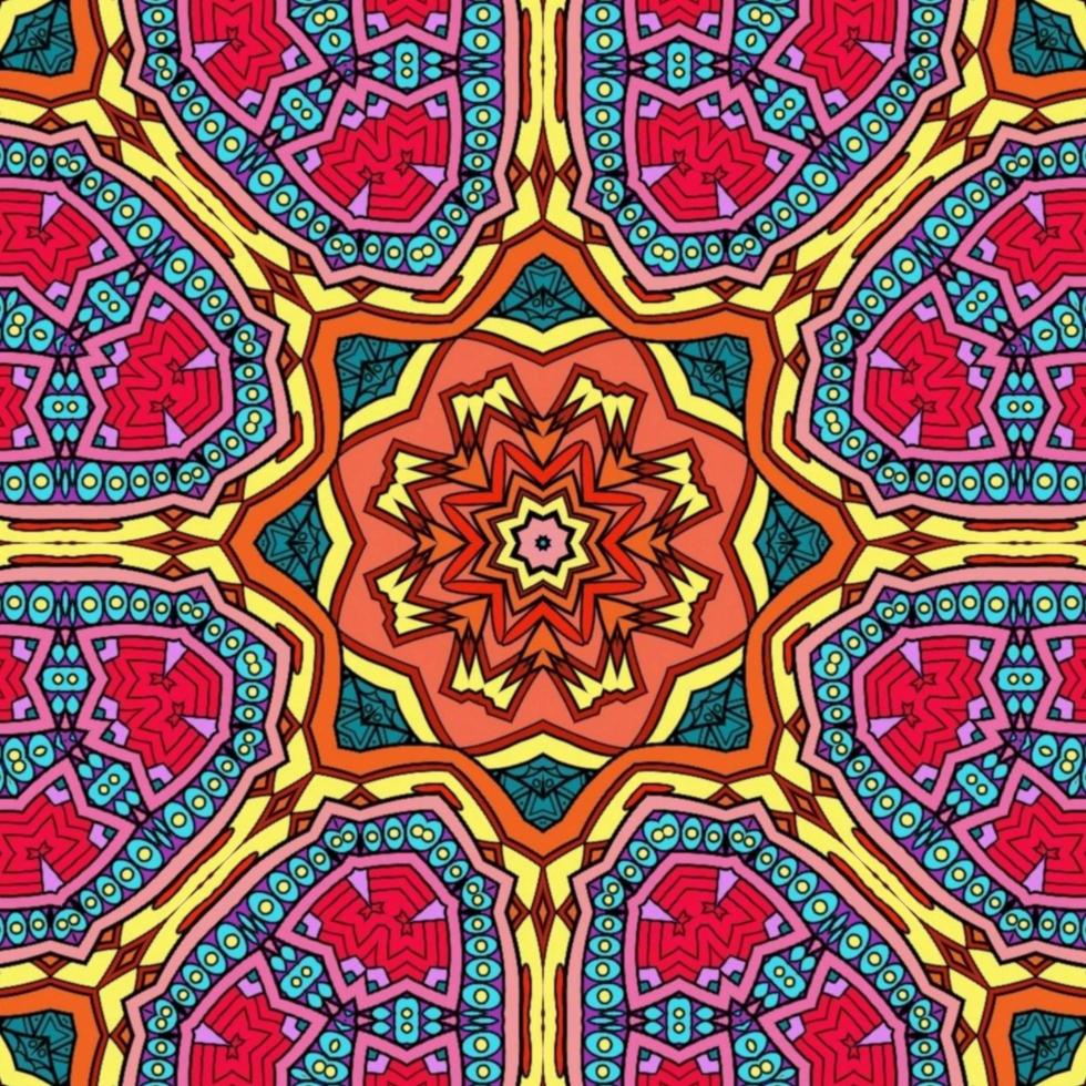 mandala colorida padrão de flores boho simétrico 1111 foto