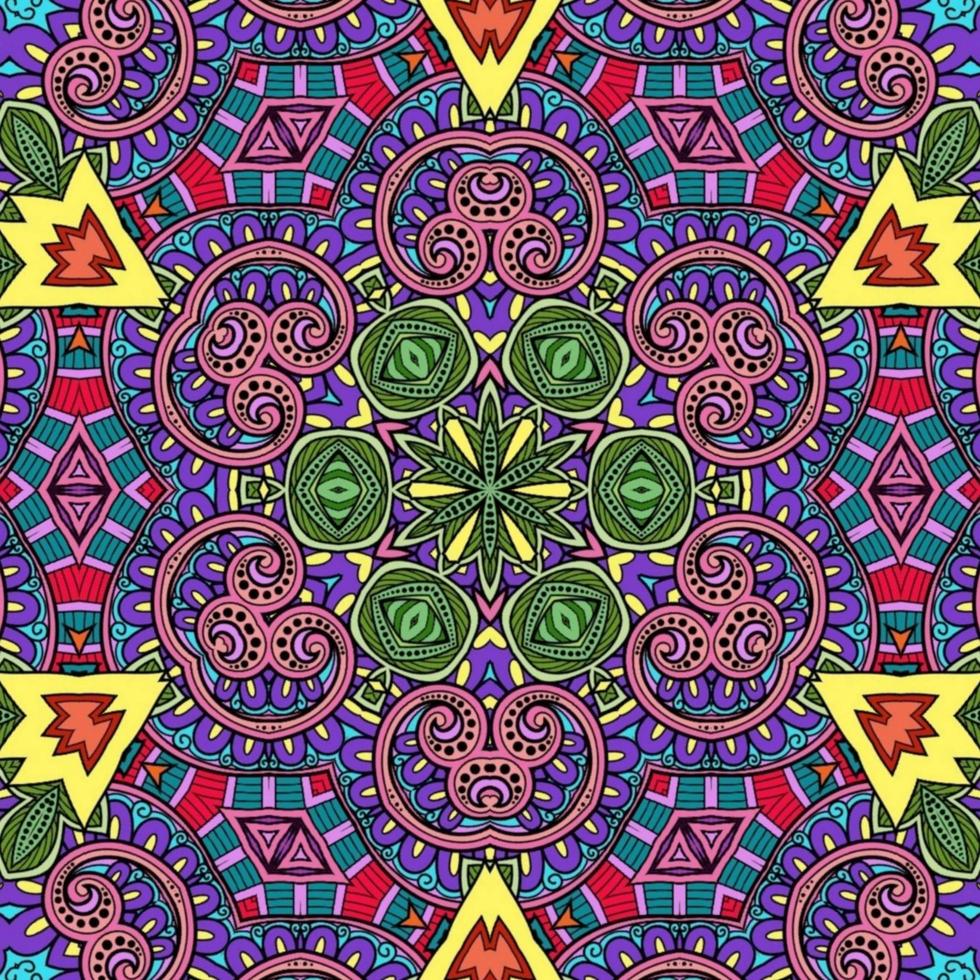 mandala colorida padrão de flores boho simétrico 655 foto