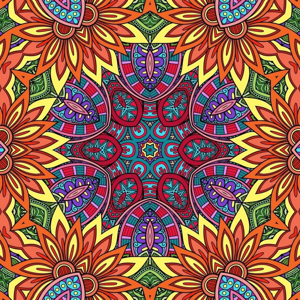 padrão de flores de mandala colorido boho simétrico 55 foto