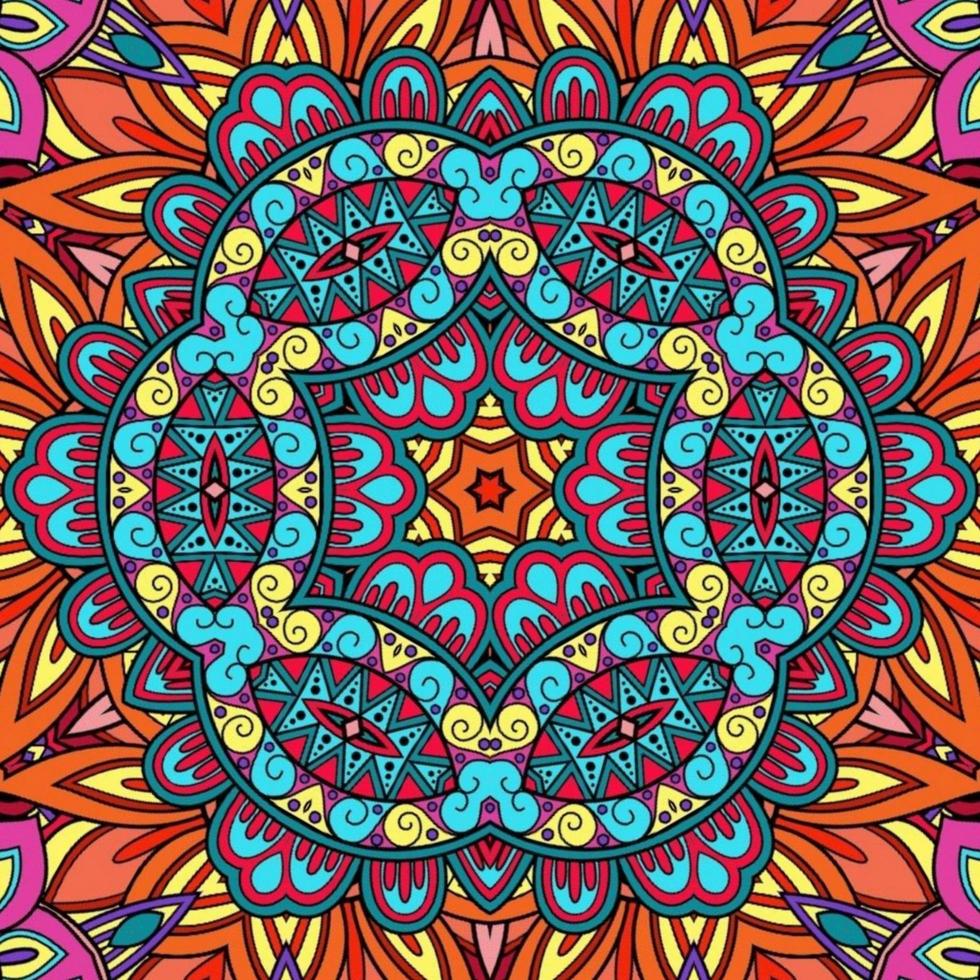 mandala colorida padrão de flores boho simétrico 560 foto