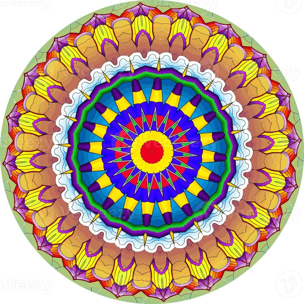 fundo colorido do projeto da mandala. forma de flor incomum. oriental. padrões de terapia anti-stress. tecer elementos de design foto