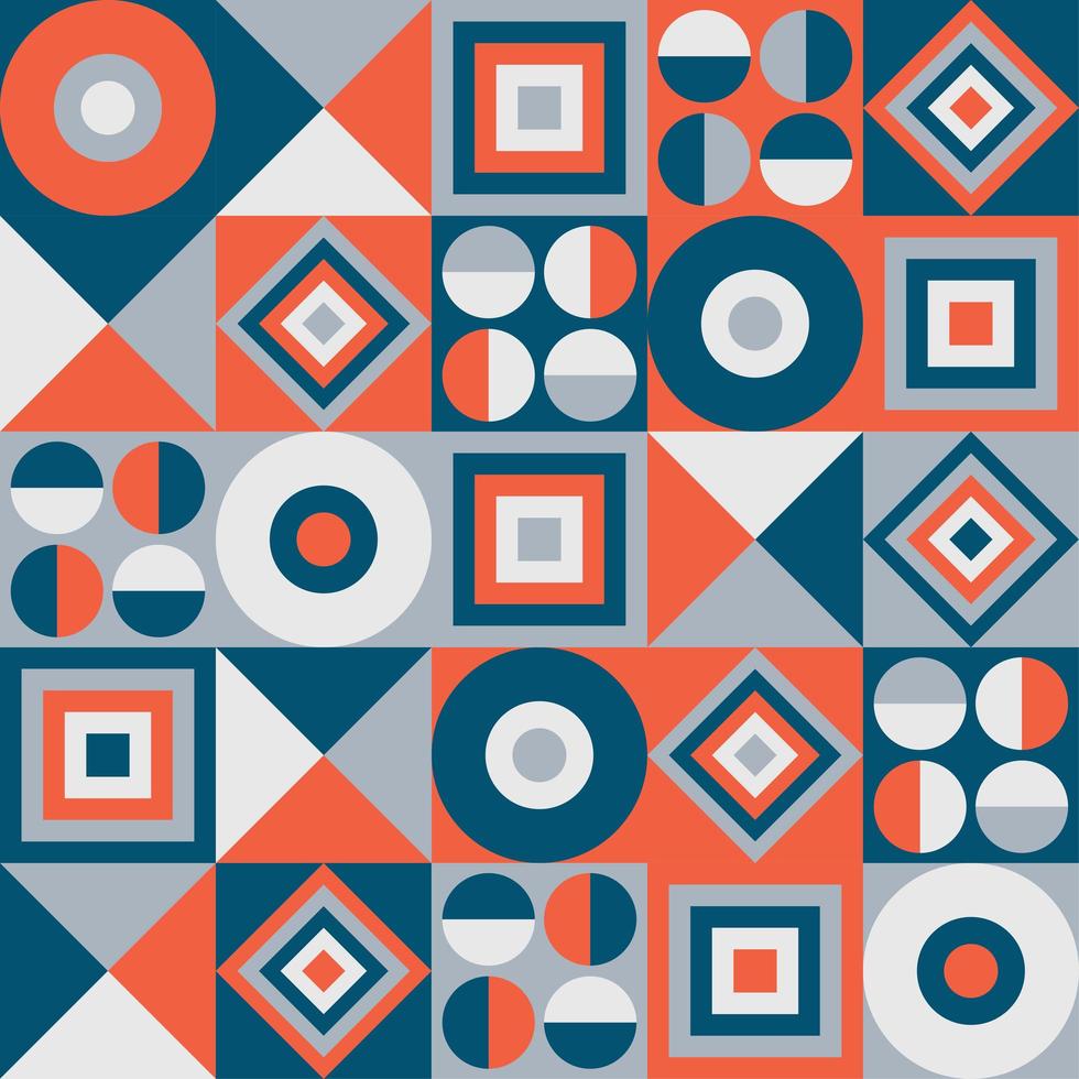 padrão geométrico colorido. estilo abstrato moderno. objetos laranja e azuis foto