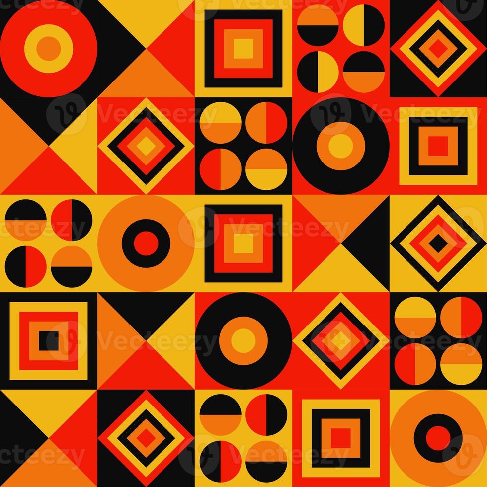 padrão geométrico neo multicolorido. estilo moderno. objetos amarelo-vermelho foto