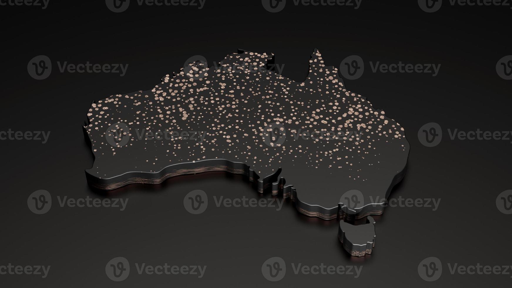 ilustração 3d de mapa preto exclusivo premium da austrália foto