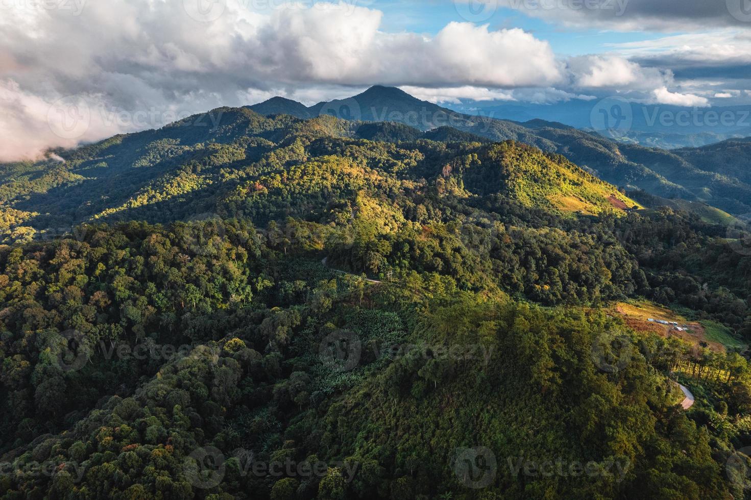 vista da paisagem na colina verde alta foto