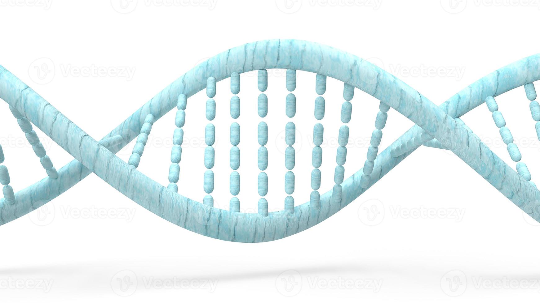 DNA azul em fundo branco para renderização em 3d conceito médico. foto