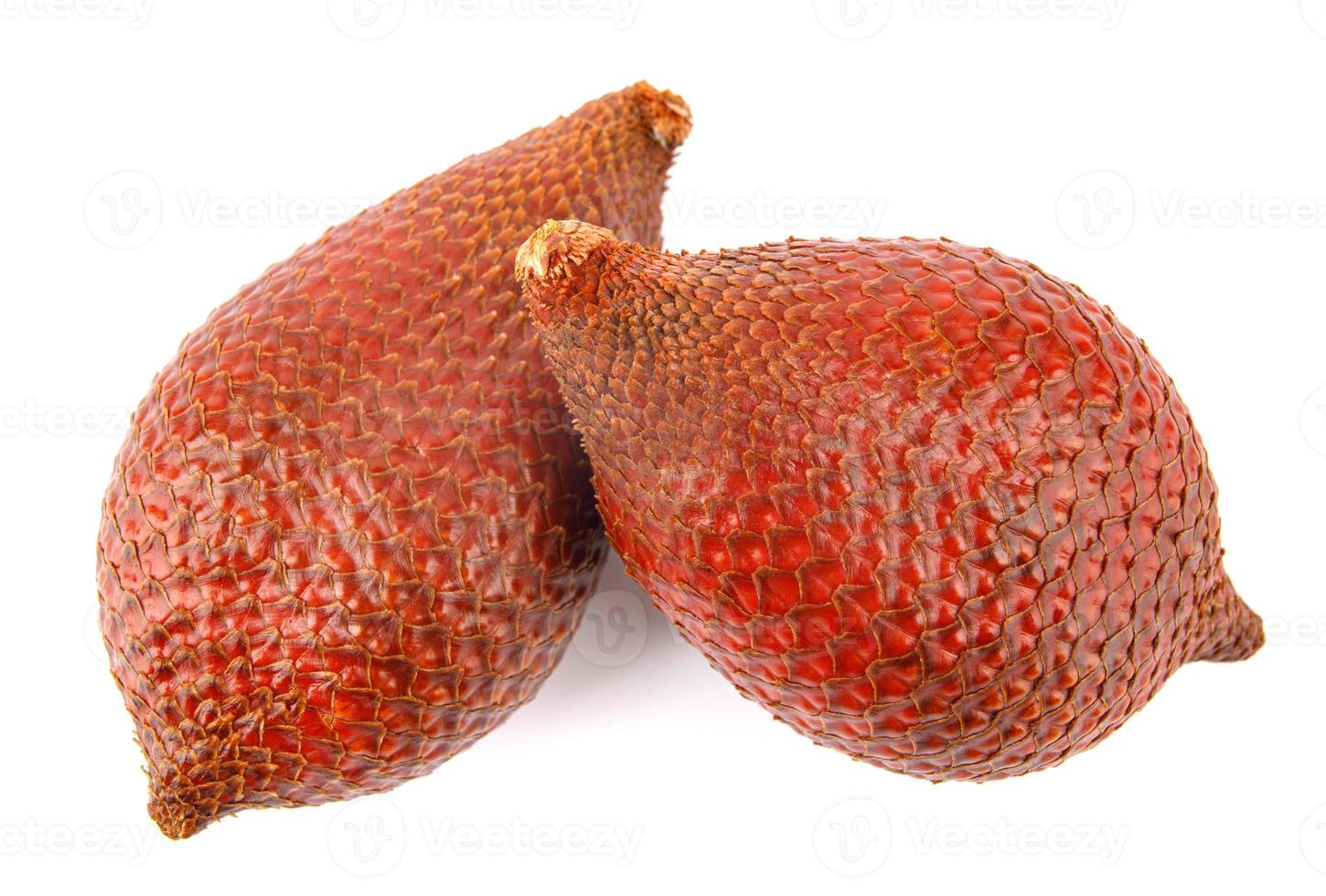 a fruta fresca da serpente é isolada em um salacca background.red branco. fruta salak. salacca zalacca, fruta de cobra. foto