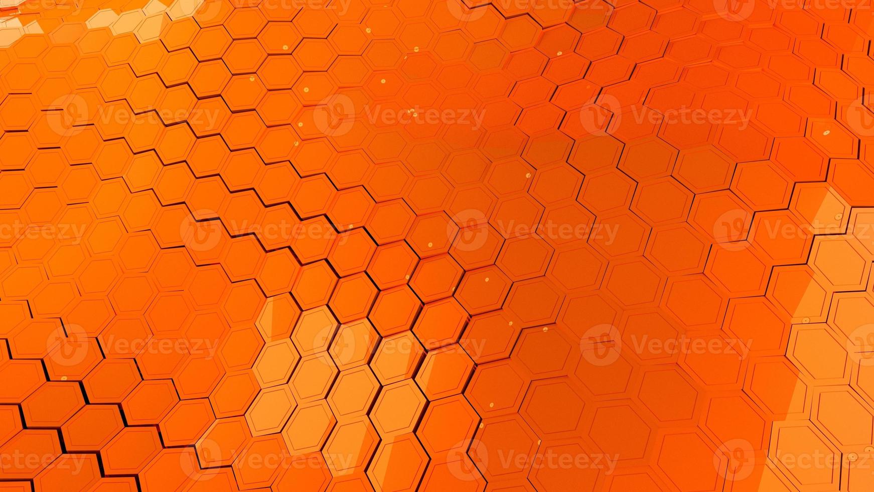 fundo de renderização 3d laranja hexágono foto