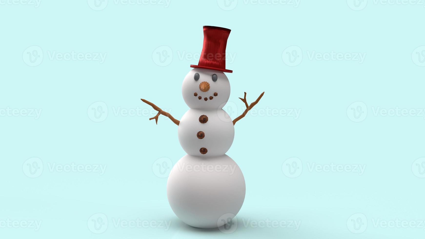 boneco de neve em fundo azul para renderização em 3d de conteúdo de natal. foto